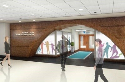 Digital Illustration of new Tempur-Sealy Pediatric Sleep Center at UK hospital with people walking around