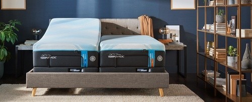 an undressed Breeze split king mattress set