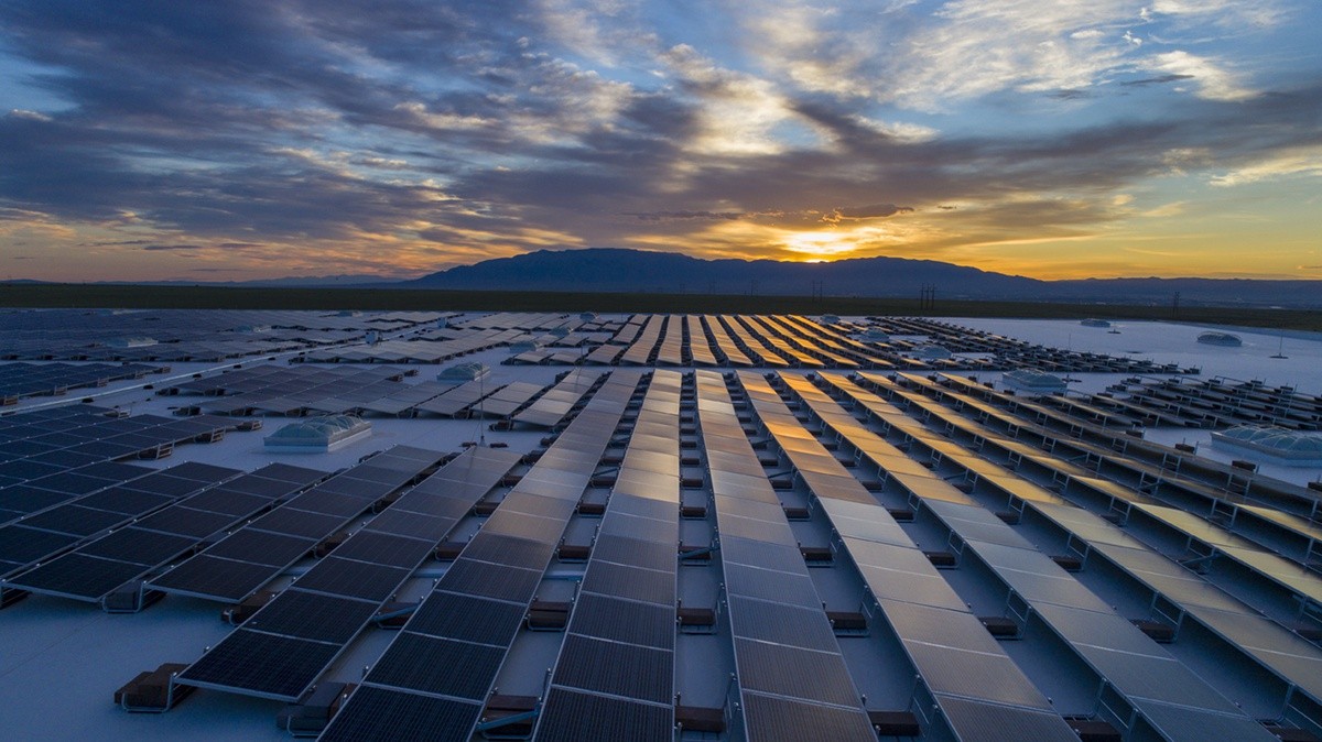 Solar panels at the Tempur-Pedic Albuquerque, New Mexico manufacturing facility