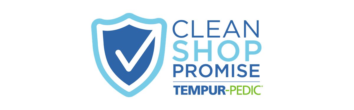 Clean Shop Promise Badge with Tempur-Pedic Logo