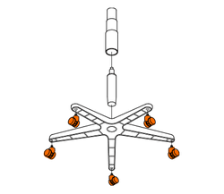 Assembly instructions - adding caster wheels (office chair)