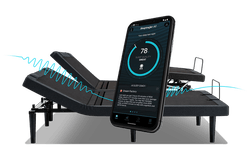 A split king base with a smart phone and Sleeptracker-AI score