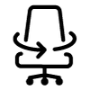 An icon showing 360 swivel on an office chair