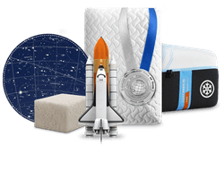 Collage showing a NASA space shuttle, Tempur Material and Tempur-pedic products.